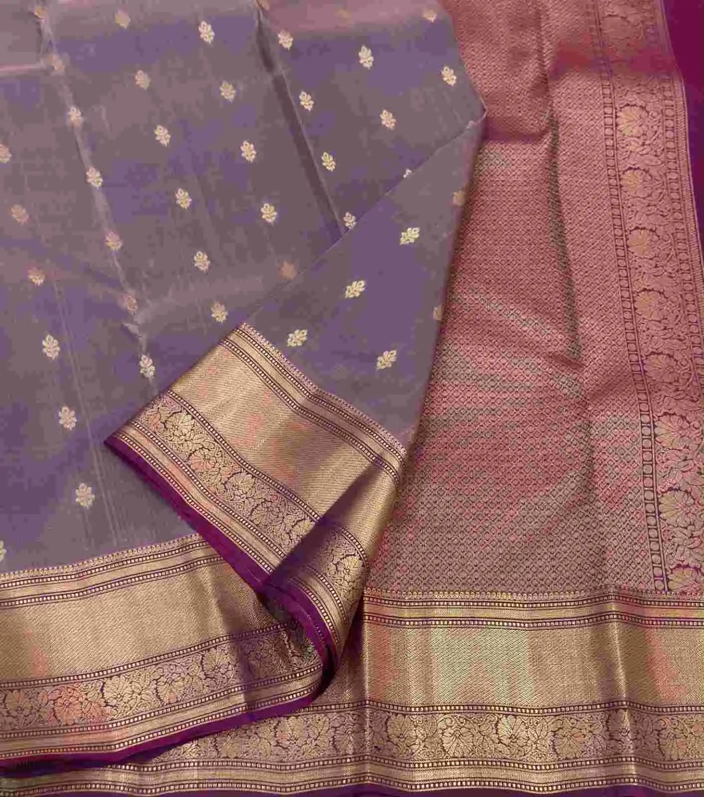 Lavender Kodi Visiri Zari Kanchipuram Silk Saree